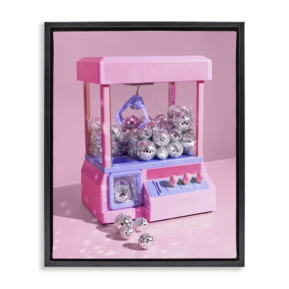 Stupell Industries Glam Disco Ball Claw Machine Black Floating Frame Canvas Art, 17 x 21, by LISH Creative