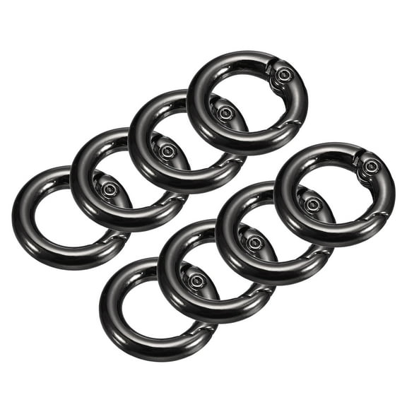 Round Spring O Rings, 8Pcs 0.71 Inch OD Trigger Buckle Snap Clips for Bags, Purses, Keyrings, Metallic Black