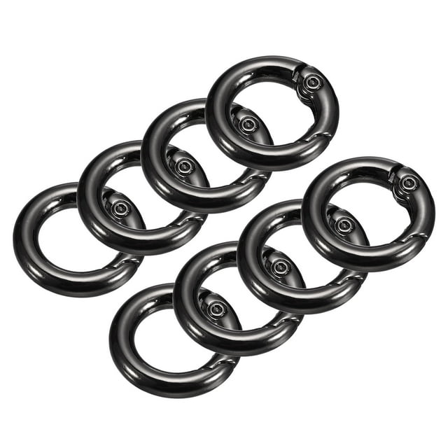 Unique Bargains Round Spring O Rings, 8Pcs 0.71 Inch OD Trigger Buckle Snap Clips for Bags, Purses, Keyrings, Metallic Black
