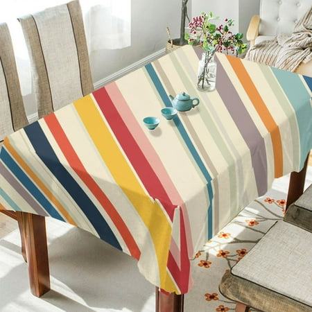 

Yayeee Tablecloths for Rectangular Tables 54 x 54 inch Party Table Cover Striped Pattern