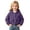 Dark Purple, variant on Girls Coat & Jacket for Kids Solid Hooded Windproof Zippered Outwear Ideal Daily Casual for 4–13 Years