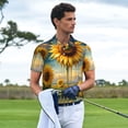 thumbnail image 2 of Kdxio Artistic Oil Painting Sunflower Print Men's Short Sleeve Polo Shirt,Midweight Men's Shirt, 2 of 5