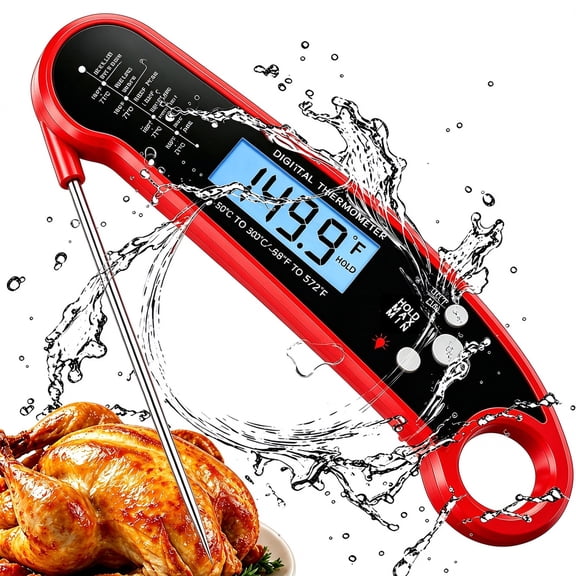 Digital Meat Thermometer for Grilling & Cooking – Waterproof Ultra-Fast Instant Read Food Thermometer with Backlight & Calibration for Kitchen, Deep Fry & BBQ