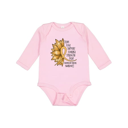 

Inktastic Childhood Cancer Awareness Sunflower Ribbon Gift Baby Boy or Baby Girl Long Sleeve Bodysuit