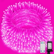165FT 500 LED String Lights, Pink Fairy Lights Plug in, 16 Modes Transparent Pink Wire, 3m Power Cord, 29V Low Voltage for Indoor Outdoor Christmas Wedding Decoration