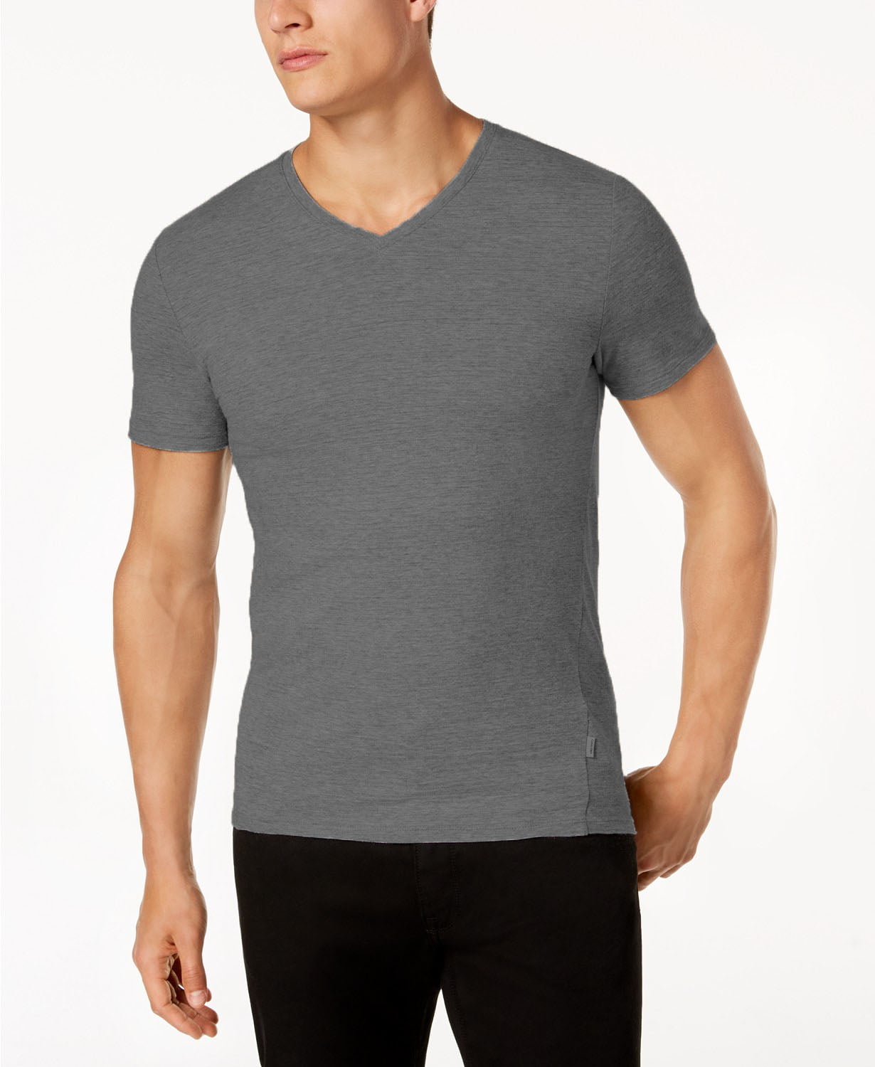 alligevel garn dobbelt Calvin Klein Men's Slim-Fit V-Neck T-Shirt Gray Size Small - Walmart.com