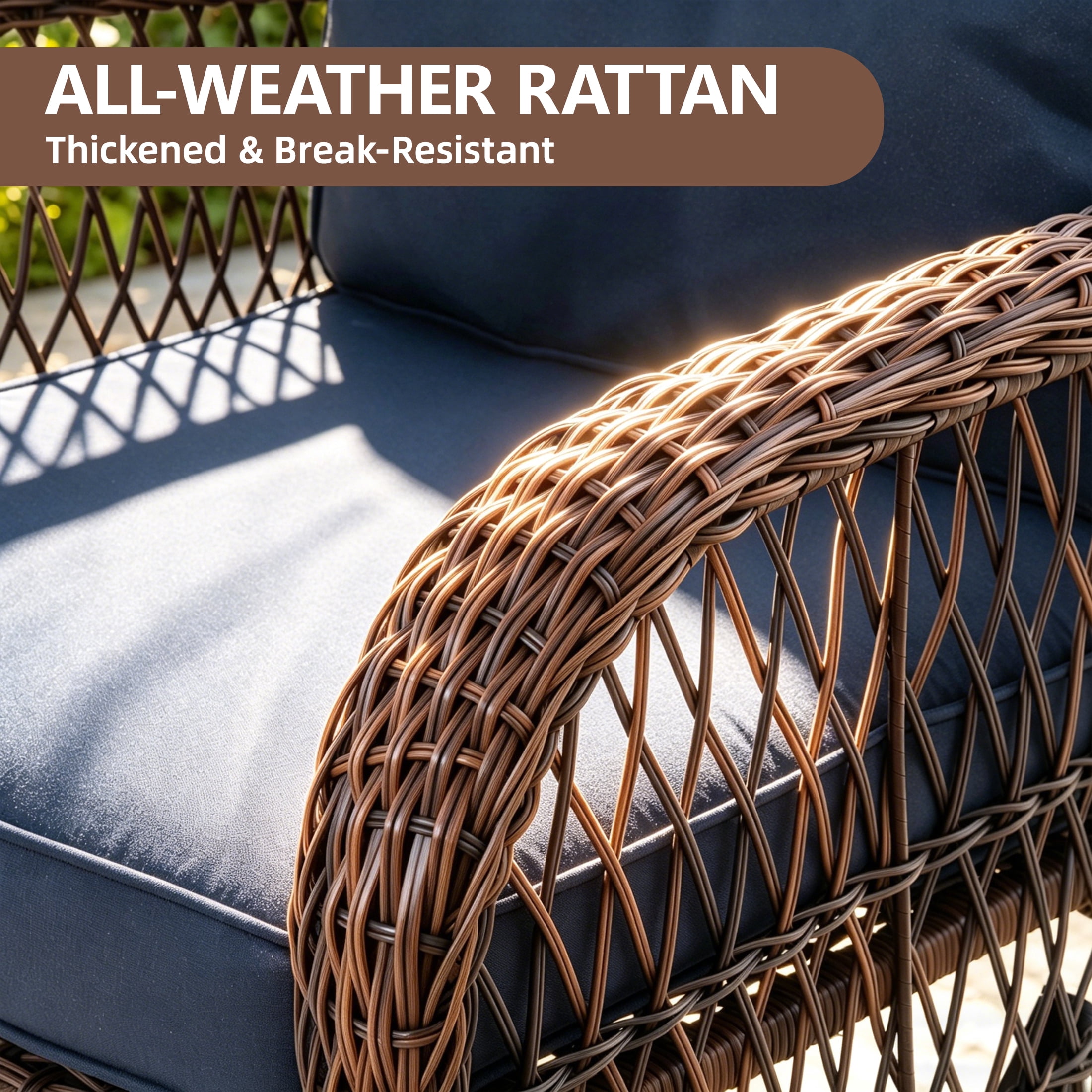 3 Pieces Patio Furniture Set, Outdoor Chair Set of 2 with Coffee Table, Porch Poolside PE Rattan Wicker Bistro Bar Set Cushioned, Heavy-duty Steel Frame Rattan 360°Swivel  Conversation Set