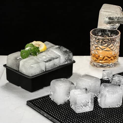 Set of 2 Premium Ice Cube Trays: Large Square Mold and Sphere Ice Ball Maker with Lids for Whiskey, Cocktails, and Chilled Beverages at Home