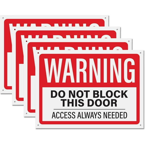4pk Do Not Block Door Sign | Warning Do Not Block This Door Access Needed At All Times Signs, 10" x 14"