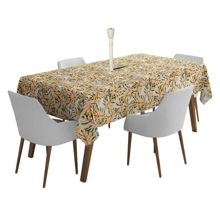 

Vargottam Indoor/OutdoorTablecloth58x120 Inch Rectangle Tablecloth with Umbrella Hole and Zip- Waterproof PatioTableCloths- TableCovers for Backyard RectangularTable- Peach2