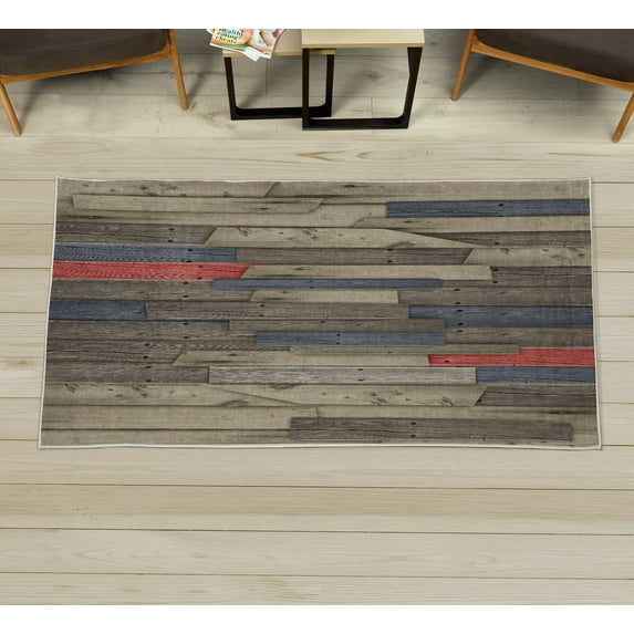 Rustic Decorative Rug, Grunge Wood Planks Barn House Door Nails Country Farm House Life Theme Layout, Quality Carpet for Bedroom Dorm and Living Room, 6 Sizes, Army Green, by Ambesonne
