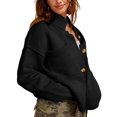 thumbnail image 3 of Womens Sweater Cardigan Long Sleeve Fall Button Down Knit Tops with Pockets Casual Loose Coats Jackets Black XL, 3 of 9