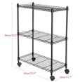 thumbnail image 2 of 3-Tier Wire Shelf Shelving Unit Modern Rolling Cart Rack with Wheels HFON, 2 of 6