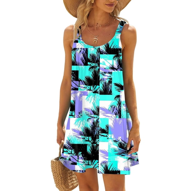 WILLBEST Vestidos de Verano para Mujer Vestidos de Moda para Mujer Vestido Tipo Chaleco Casual Vacaciones Vestido Corto de Verano Mediana