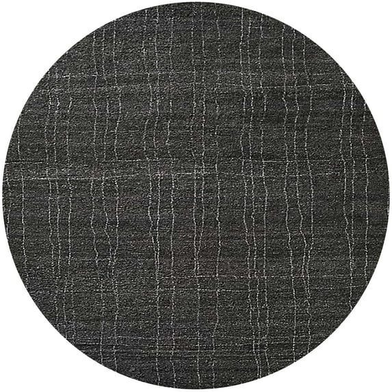 Ahgly Company Machine Washable Indoor Round Industrial Modern Carbon Gray Area Rugs, 6' Round