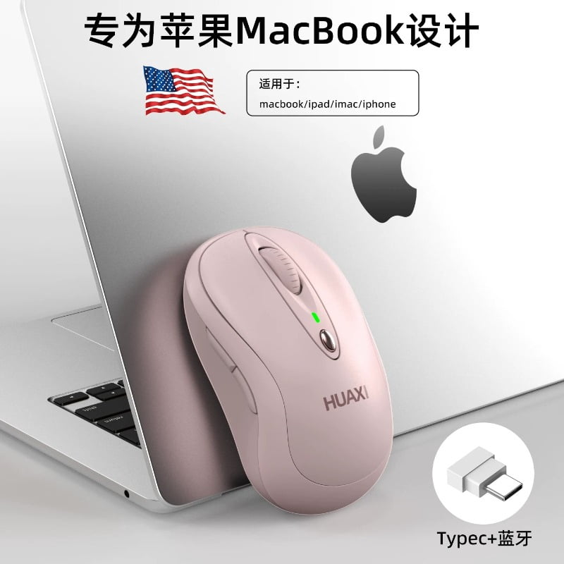 Bluetooth Wireless Mouse with Type-C Charging, Silent Rechargeable Mouse for MacBook IPad Laptop