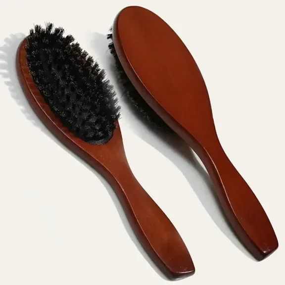 brown Natural Boar Bristle Brush Comb Anti-Static Oval Hairdressing Hair Styly Comb Wood Woman Hairbrush
