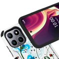 thumbnail image 4 of For Boost Mobile Celero 5G Plus (2023) Design Pattern Hybrid Dual Layer Metallic Brush Texture Shockproof Rubber Cover ,Xpm Phone Case [ Blue Floral ], 4 of 6