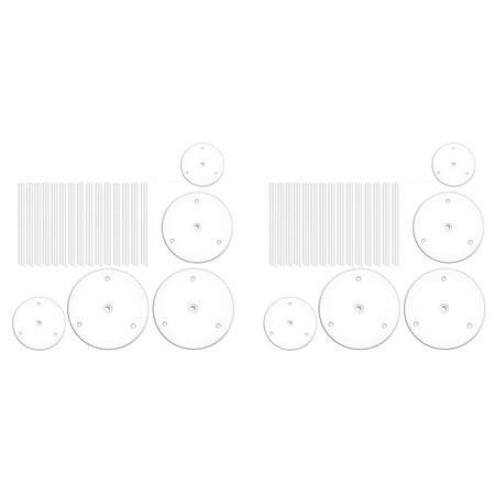 

2X Cake Plate 5 Cake Stand Cake Base (9/12/16/20/20 cm) with 15 Dowel Rods Reusable for Tiered Stacked Cakes