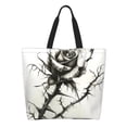 thumbnail image 1 of Disketp Black And White Rose Bolsa Tote Estampada para Mujer, Bolso de Hombro y de Mano para Compras y Viajes, 1 of 8