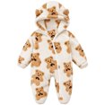 thumbnail image 2 of Maqroz Animal Print Boys Girls Fleece Jumpsuit Long Sleeve Hooded Romper Cute Cubby Graphic Loungewear with Zip, 2 of 8