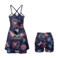 thumbnail image 3 of KEIAHUAN America Anniversary Eagle Golf Dresses for Women with Shorts Breathable Cross Backless Tennis Dress with Pocket Spaghetti Strap Summer Athletic Dress 2 Piece Set Large, 3 of 7