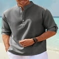 thumbnail image 3 of Hawaiian Seersucker Cardigan Men‘s Button Down Long Sleeve Plus Size Shirt, 3 of 5