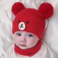 thumbnail image 4 of Baby Hat Neck Warmer 2Pcs/Set Ear Protection Thickened Beautiful Windproof Winter Infant Boys Kids Cap Scarf Kit, 4 of 4