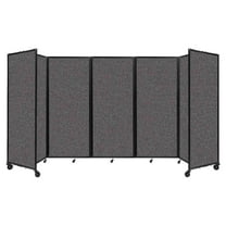 "Versare Room Divider 360 Portable Wall Partition | 5 Panels Wide | 14' x 6'10" Charcoal Gray Fabric Panels"