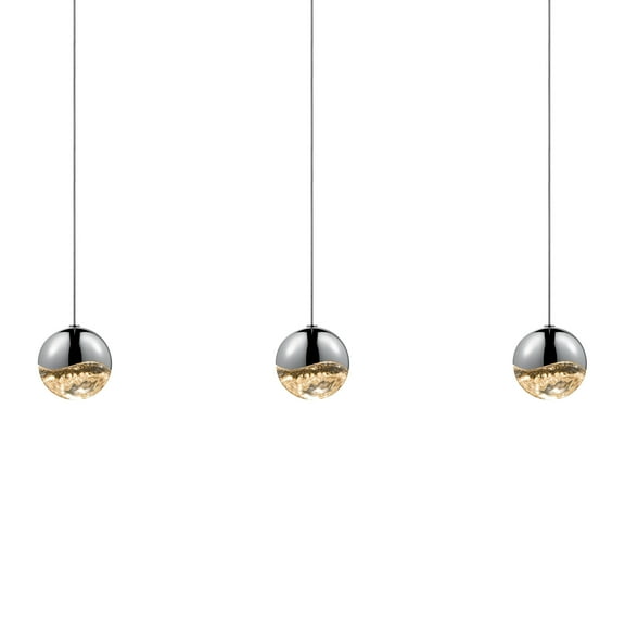 Sonneman 2920-Med Grapes 3 Light 38" Wide Led Suspension Linear Pendant - Chrome