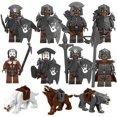 thumbnail image 1 of 11-Piece Fantasy Warrior Building Set | ABS Medieval Soldiers & Wolf Action Figures for Display & Play, 1 of 10