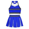 thumbnail image 5 of YONGHS Kids Girls Cheer Leader Costume Cheerleading Uniform Outfit Top Vest Pleated Skirt 2PCS Set Royal Blue 14, 5 of 5