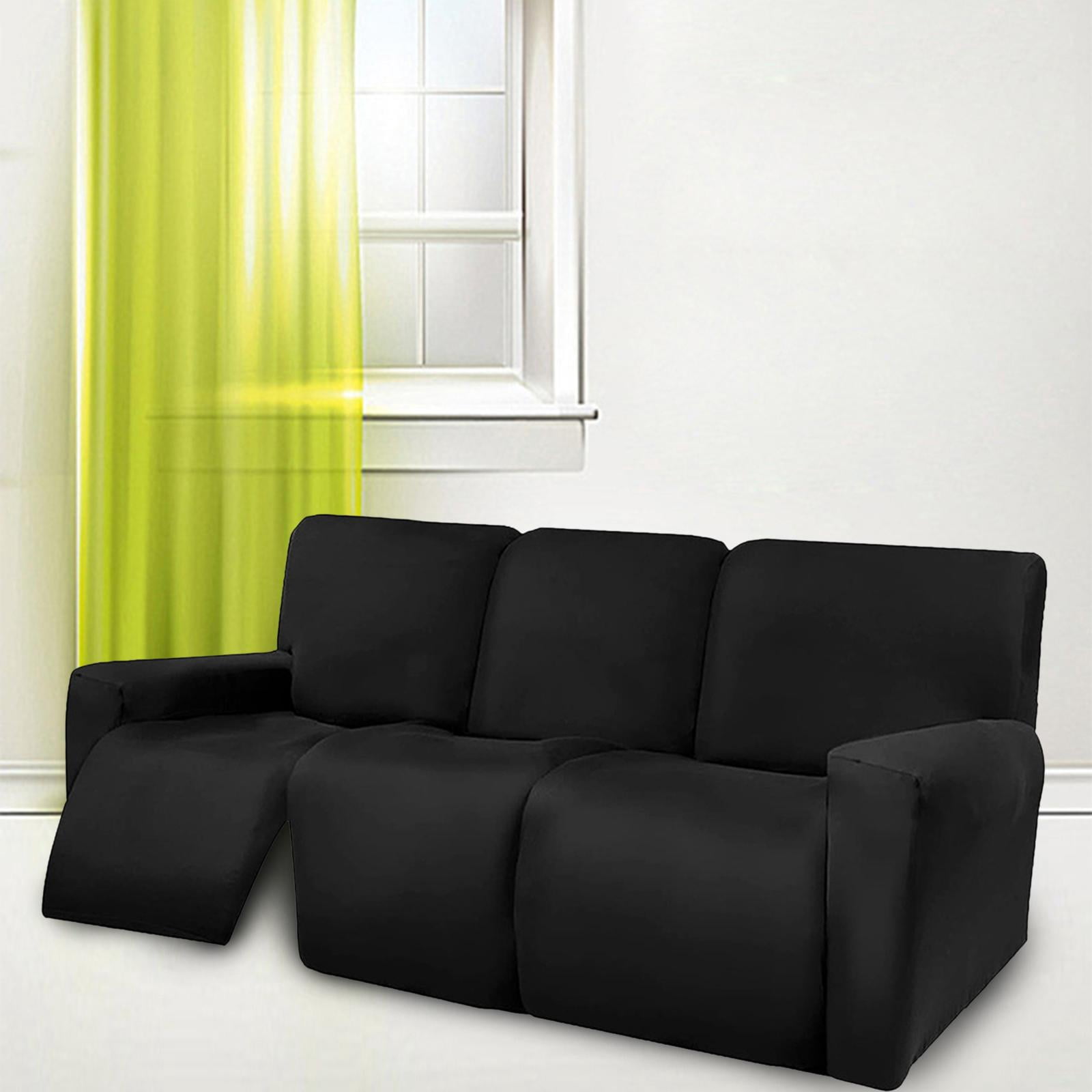 Stretch Soft Couch Cover, Soft Washable with Elastic, Furniture Sofa Slipcover for Cushion Couch, Kids, Pets Black