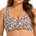 thumbnail image 2 of KHONTS Plus Size Push up Bras for Women Front Close Floral Printed Wireless Elegant Bra Soft Comfy High Supportive Bralettes Grey 45, 2 of 5