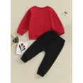 thumbnail image 5 of Baby Boys Pants Set, Long Sleeve Crew Neck Letters Sweatshirt with Elastic Waist Sweatpants Valentine’s Day Outfit, 5 of 10