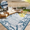 thumbnail image 4 of Outdoor Rug 6x9 ft Reversible Patio Rug Mat Outdoor Carpet Waterproof Camping Rugs Plastic Straw Rugs-Patio RV Camper Balcony Backyard Picnic Deck Pool Beach Mat Coconut Palm Leaf Rugs Blue & White, 4 of 7