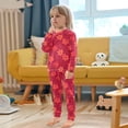 thumbnail image 5 of Christmas Red Flower Pattern Cotton Pajamas 2 Piece Set Sleepwear Soft and Comfortable Homewear Nightwear, 5 of 7