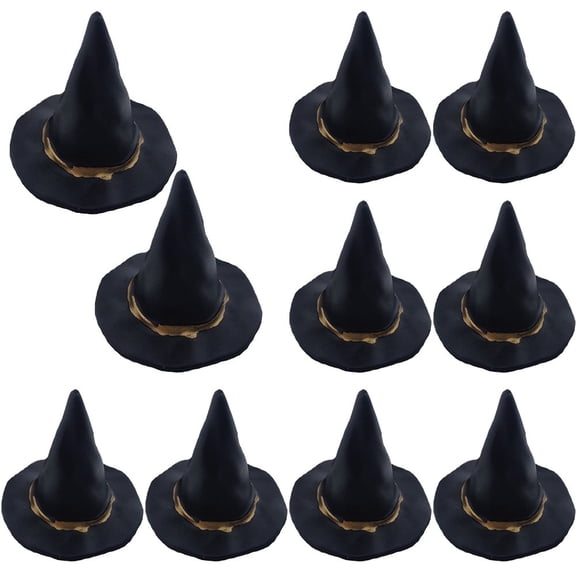 Jiibva 10 Pcs Mini Witch Hats Halloween Decorations Wizard Accessory for Halloween Party DIY Crafts Table Decorations Accessories