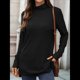thumbnail image 5 of Camiseta Holgada de Larga con Cuello Alto y Estampado Geométrico de Jacquard para Mujer, Otoño e Invierno. Negro XXL, 5 of 10