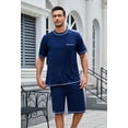 thumbnail image 2 of U2SKIIN Mens Pajama Set, Short Sleeve Lightweight Sleepwear Soft Nightwear Set With Pocket,(Navy,XL), 2 of 5