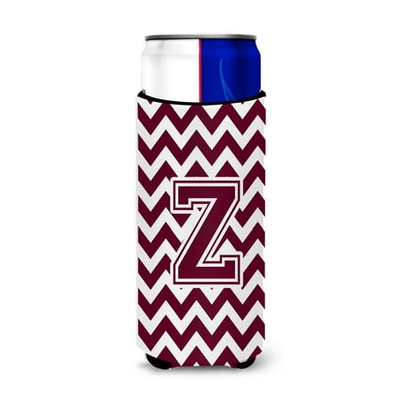 

Caroline s Treasures CJ1051-ZMUK Letter Z Chevron Maroon and White Ultra Hugger for slim cans Slim Can multicolor