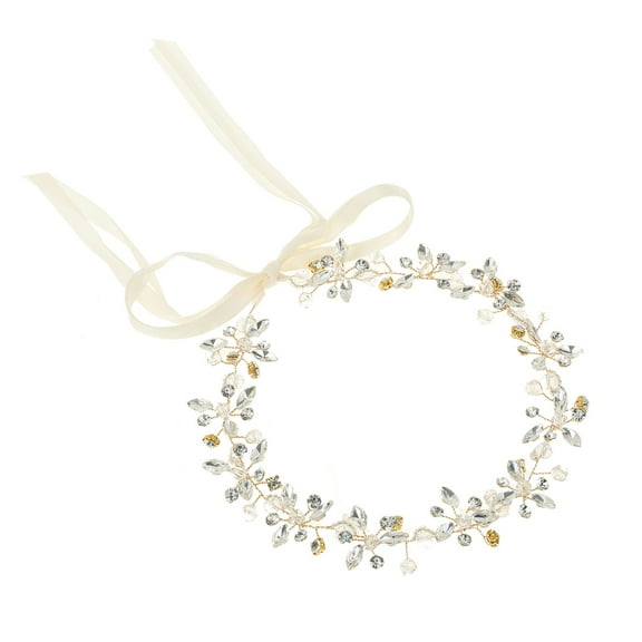 Nvzi-c Bridal Flower Wedding Hair Pins Crystal Pearl Hair Combs Clips Headpiece Gold Wedding Hair Accessories Jewelry with Rhinestone for Brides Bridesmaids Women (Gold)