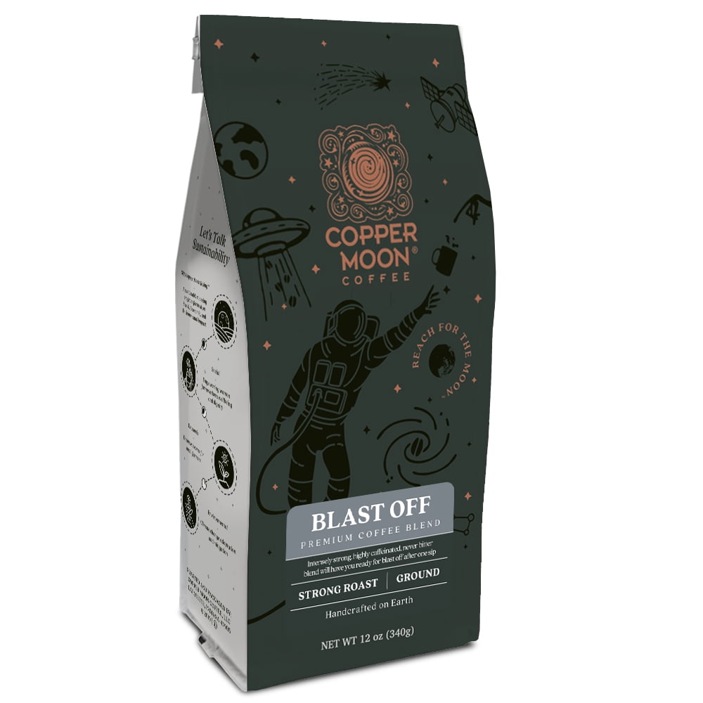 Blast Off, Highly Caffeinated, Keto Friendly Ground Coffee, Strong Roast, 12 oz