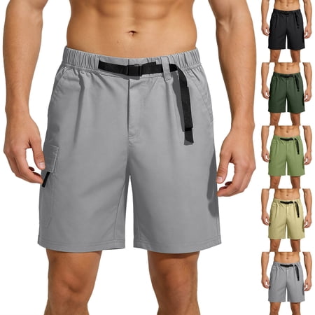 DDAPJ pyju Mens Cargo Shorts Lightweight Elastic Waist Athletic Workout Gym Jogger Shorts with Pockets for Golf Hiking Fishing Outdoor Green XL