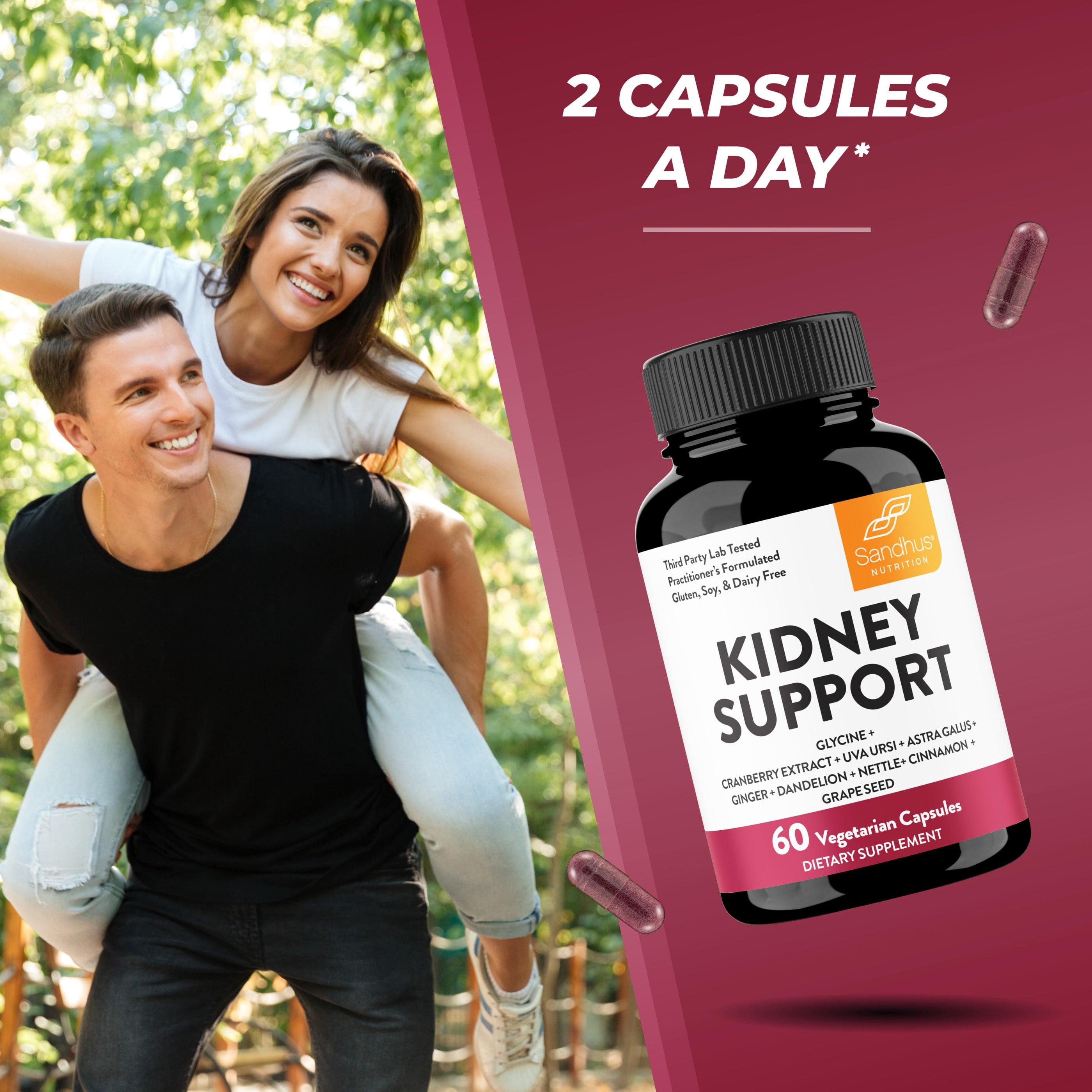 Sandhu's Kidney Cleanse Detox Support Supplement | with Cranberry Extract Helps Support Kidney & Urinary Tract Health | 60 Vegetarian Capsules