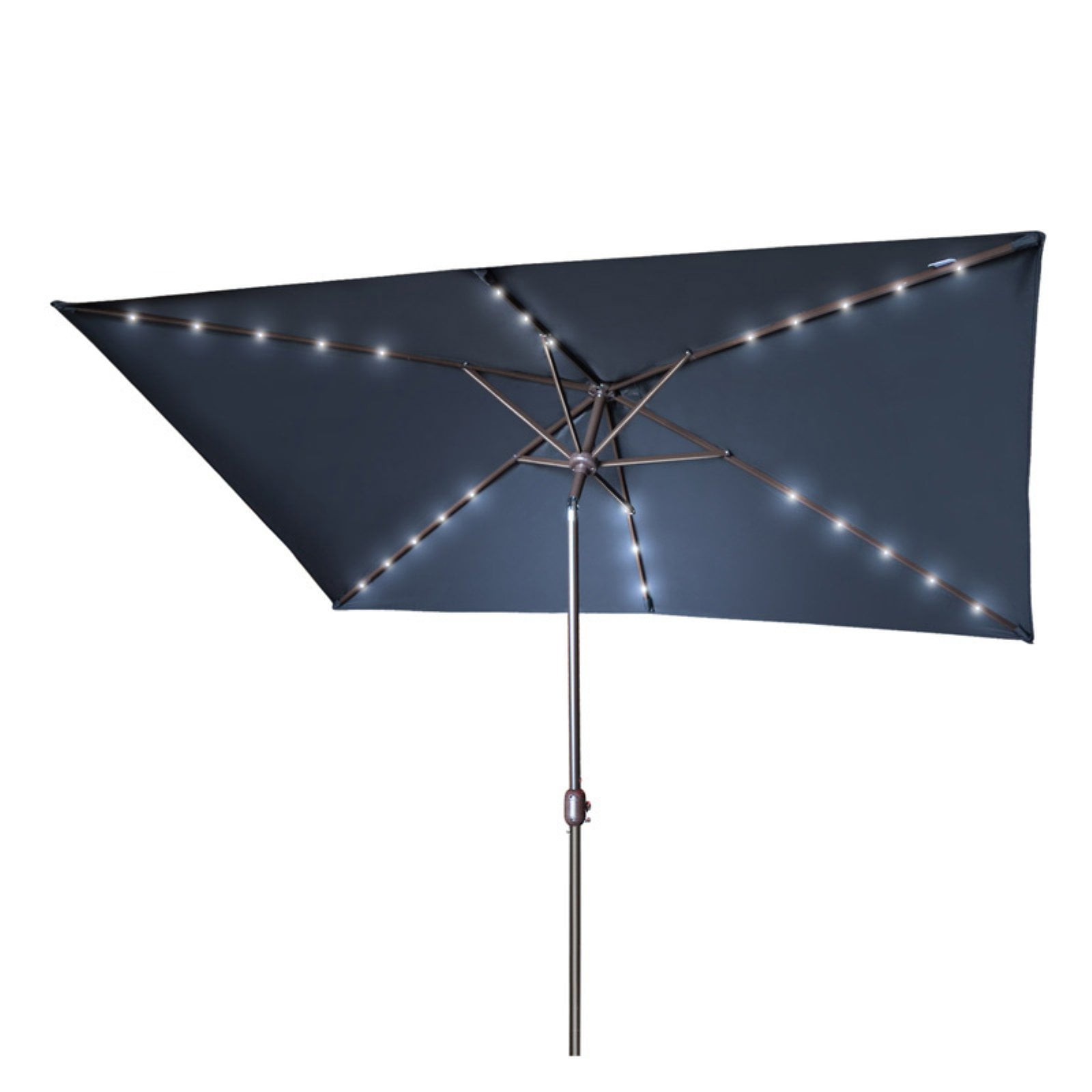 Sunrise Umbrella 10 x 6.5 ft. Solar 26 LED Lighted Garden Patio Umbrella with Crank and Tilt