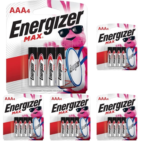 Pilas Energizer AAA, Alcalinas Max Triple A, Paquete de 4 (Pack de 5)