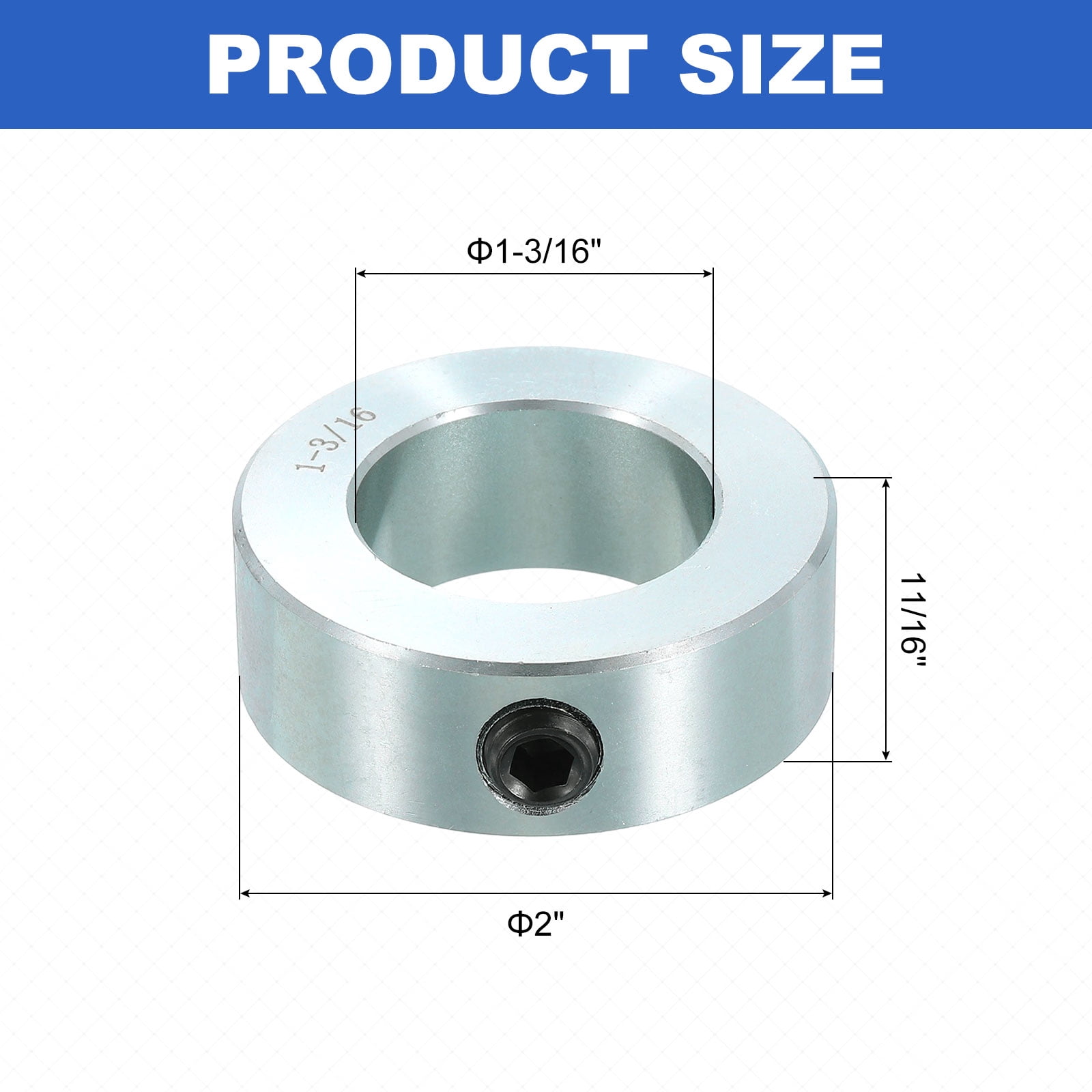 8pcs Set Screw Collars 1-3/16" Bore Carbon Steel Shaft Collars, 2" OD, 11/16" Width Lock Axle Collar Clamp