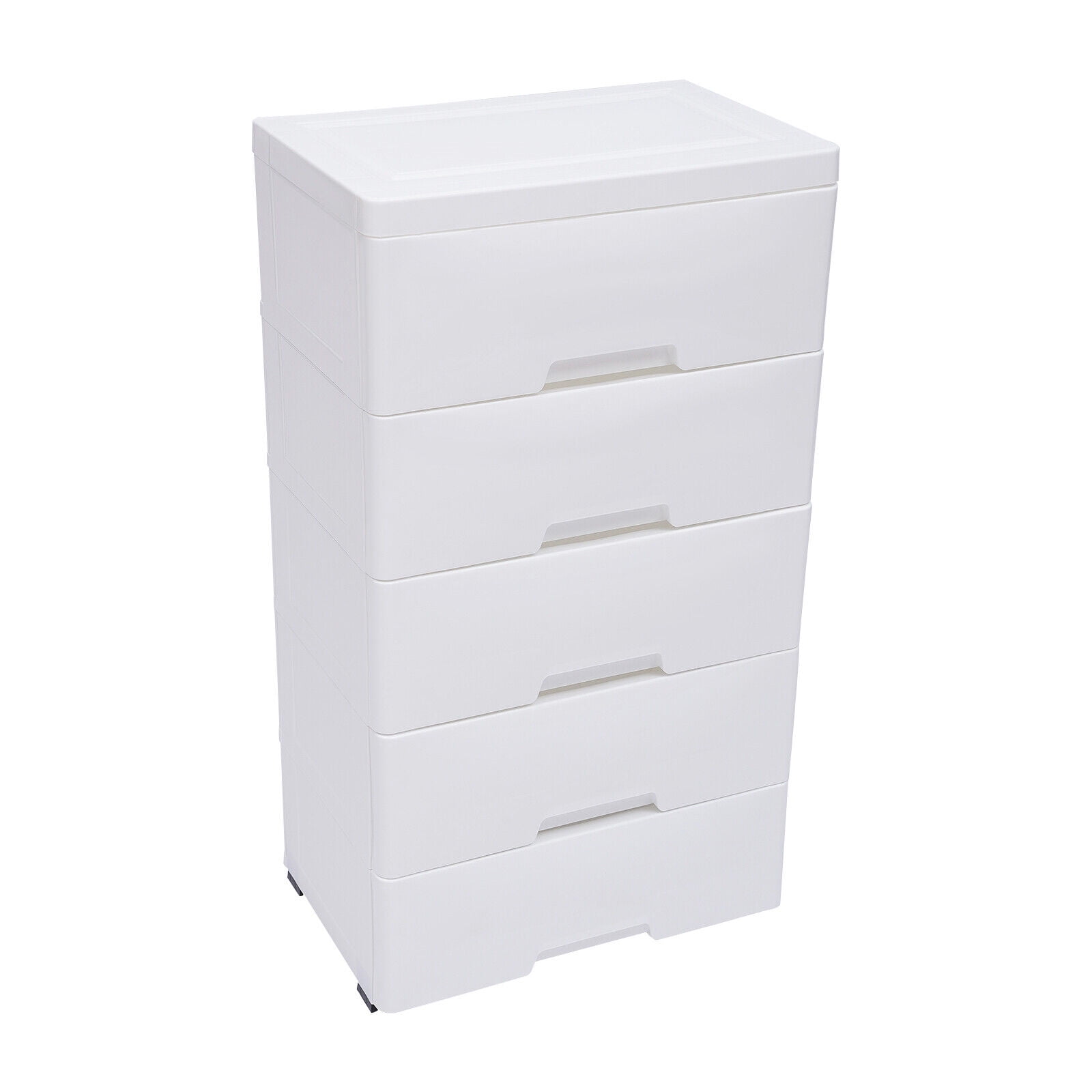 Plastic Stackable Drawer Tower White Dresser Clothes Storage Chest of 5