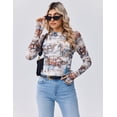 thumbnail image 3 of Zeagoo Women's Going Out Top Long Sleeve Sheer Mesh Shirts Fitted Mock Neck Trendy Blouses, 3 of 6